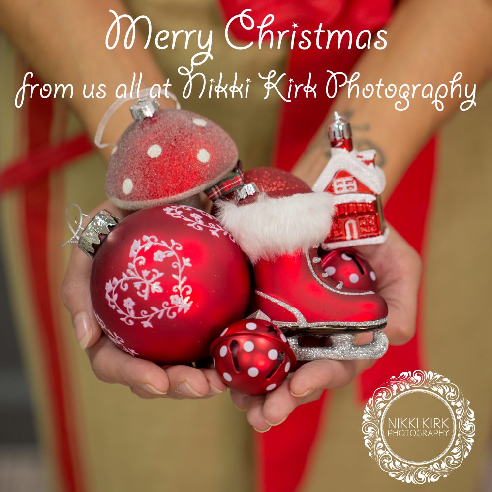 Nikki Kirk Photography Merry Christmas Baubles Red Ice Skates